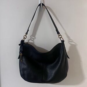 Fossil Black Jolie Leather Shoulder Bag With Crossbody Strap